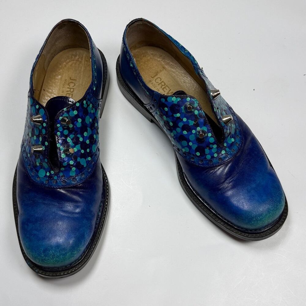 Silga Made in Italy Hand-painted Chunky Leather Loafers Stud Details S-471 Sz 8 - Picture 2 of 12